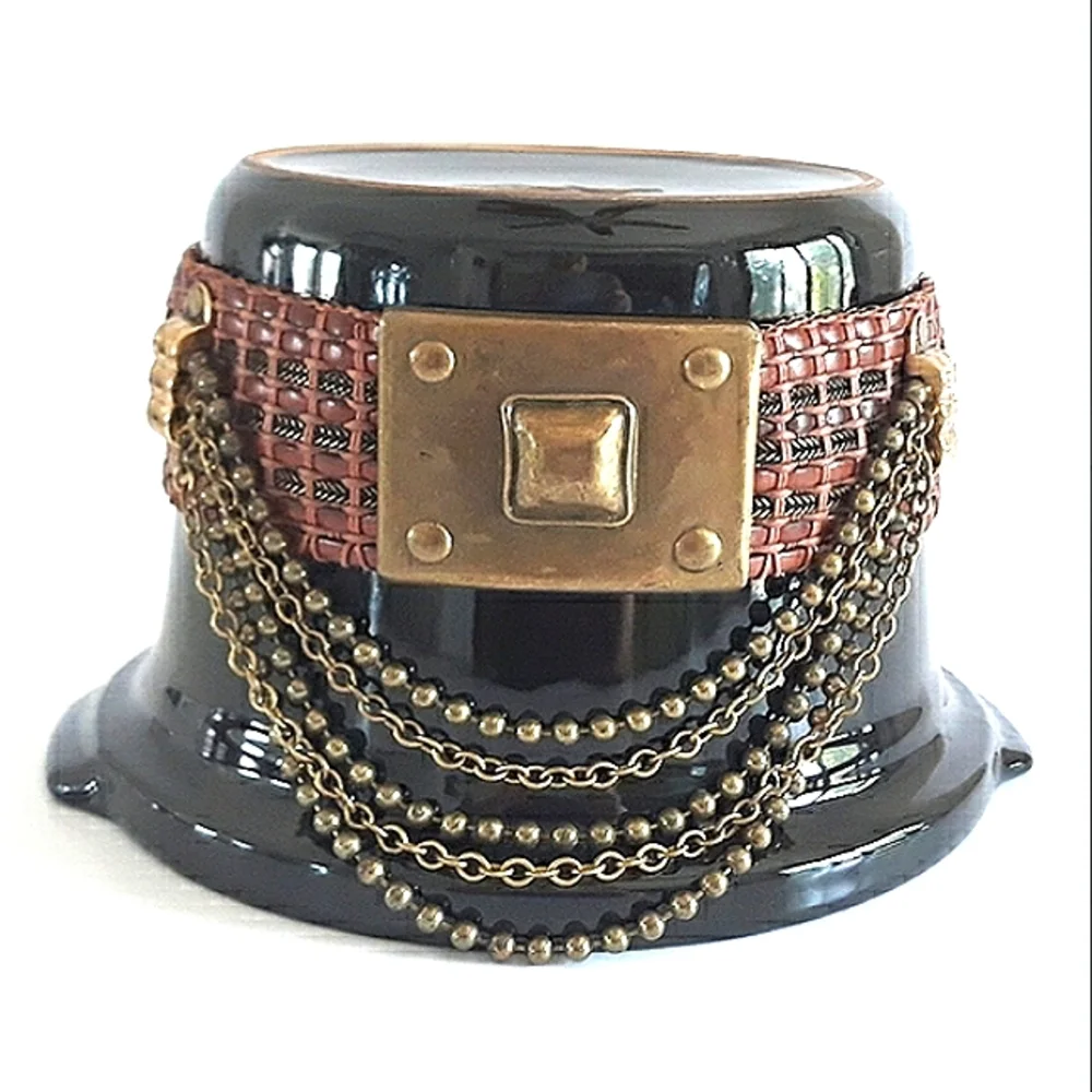 Streets Ahead Woven Leather & Brass Wide Belt S